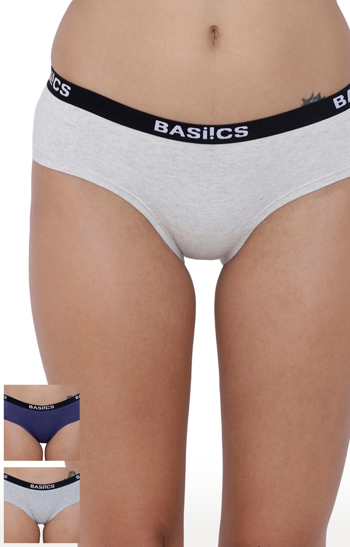 BASIICS by La Intimo | Multicoloured Solid Hipster Panties - Pack of 3 0