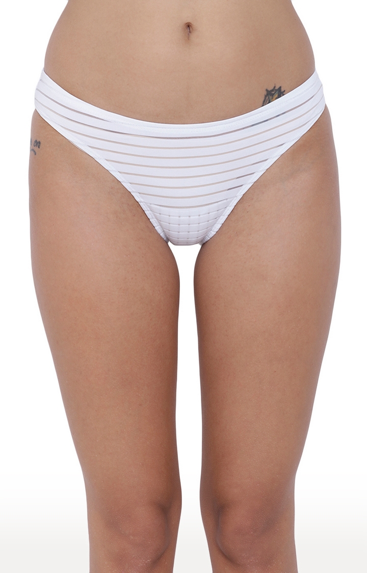 BASIICS by La Intimo | White Striped Bikini Panty 0