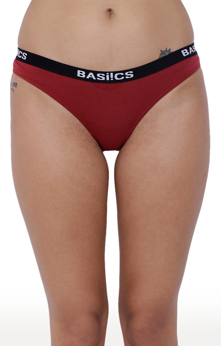 BASIICS by La Intimo | Maroon Solid Bikini Panty 0