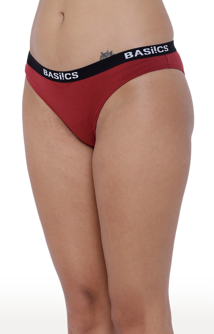 BASIICS by La Intimo | Maroon Solid Bikini Panty 2