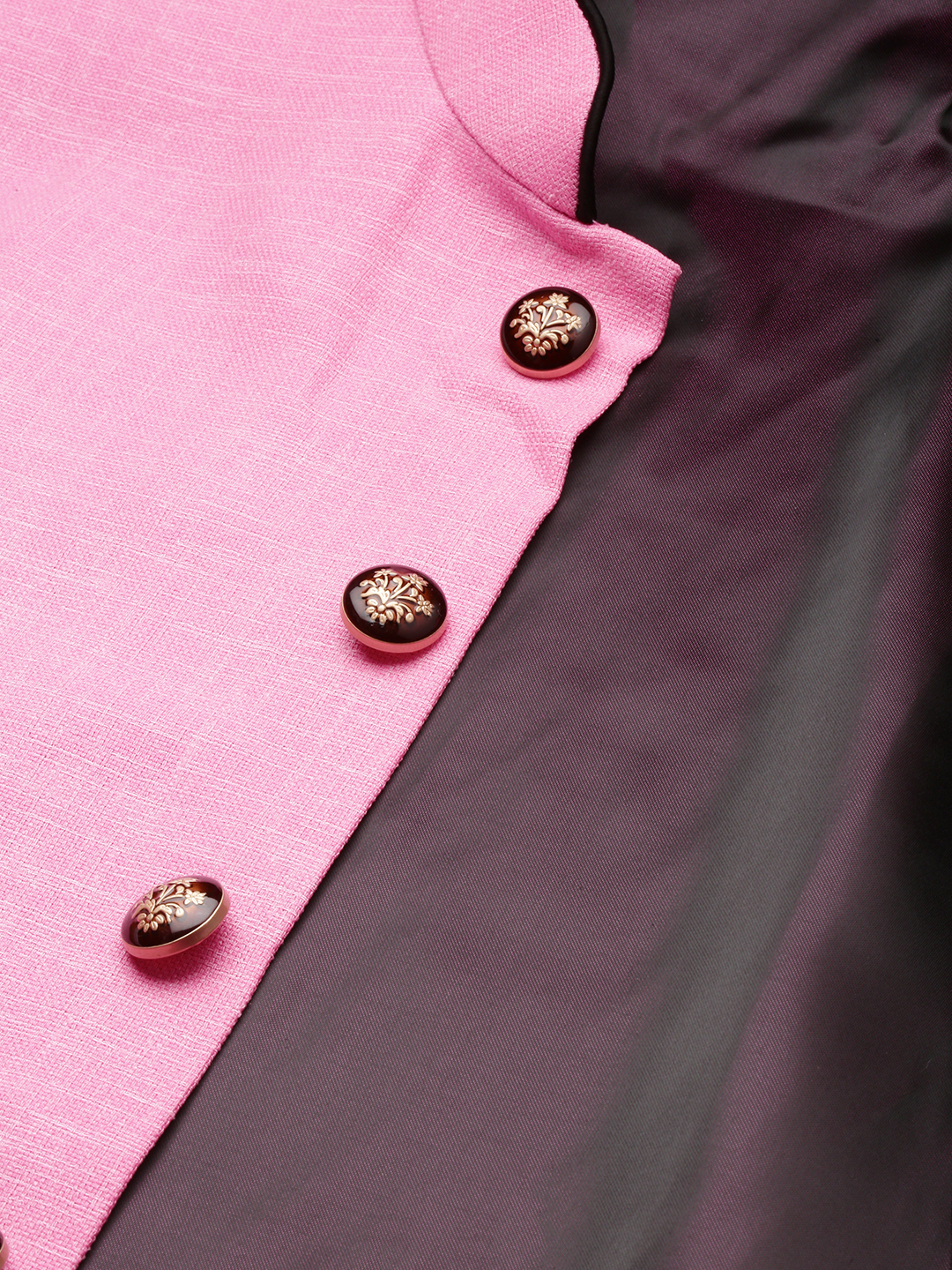 SHOWOFF Men's Solid Fuchsia Ethnic Nehru Jacket