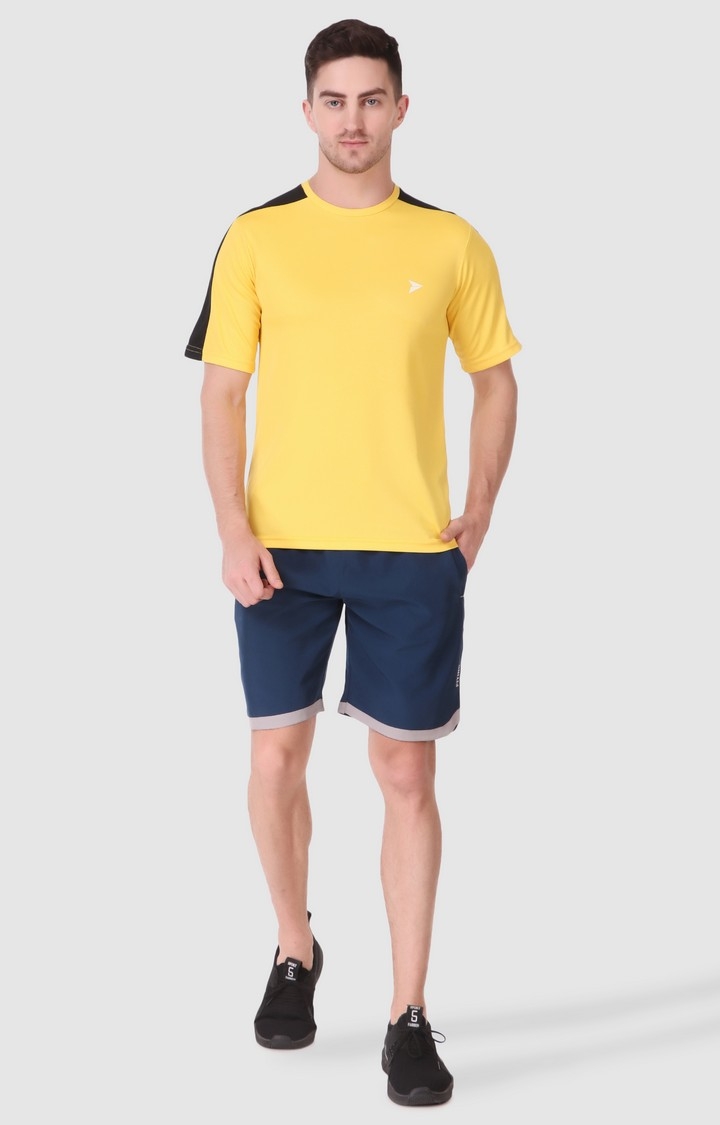 Fitinc | Men's Blue Polyester Solid Activewear Shorts 1