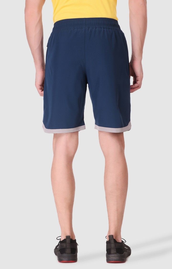 Men's Blue Polyester Solid Activewear Shorts