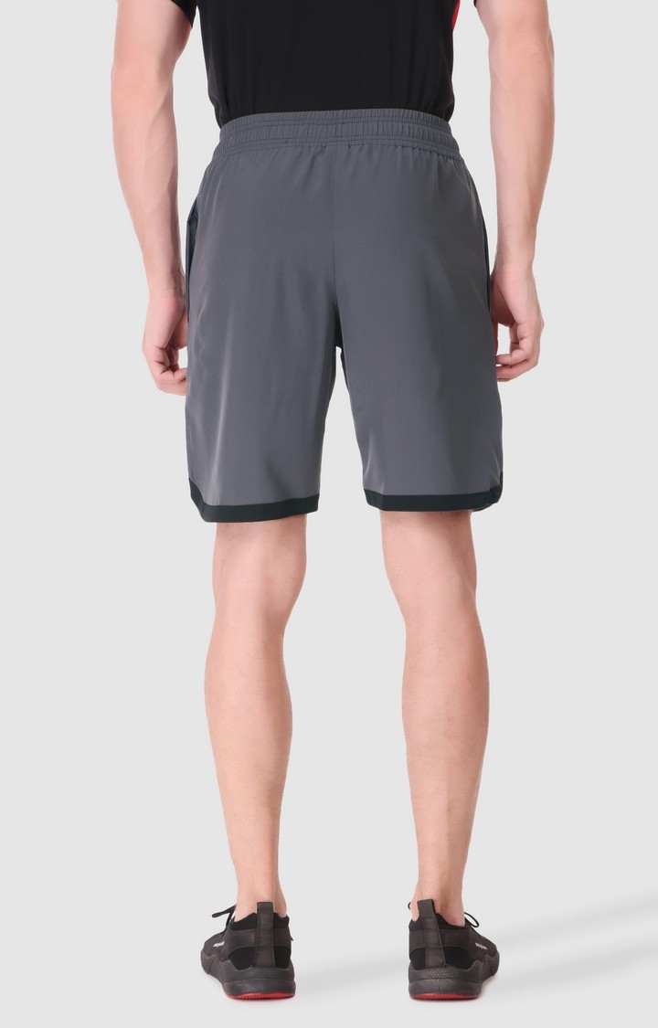 Fitinc | Men's Dark Grey Polyester Solid Activewear Shorts 3