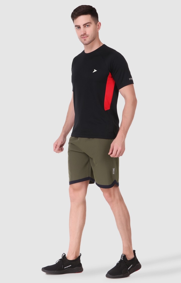 Men's Green Polyester Solid Activewear Shorts