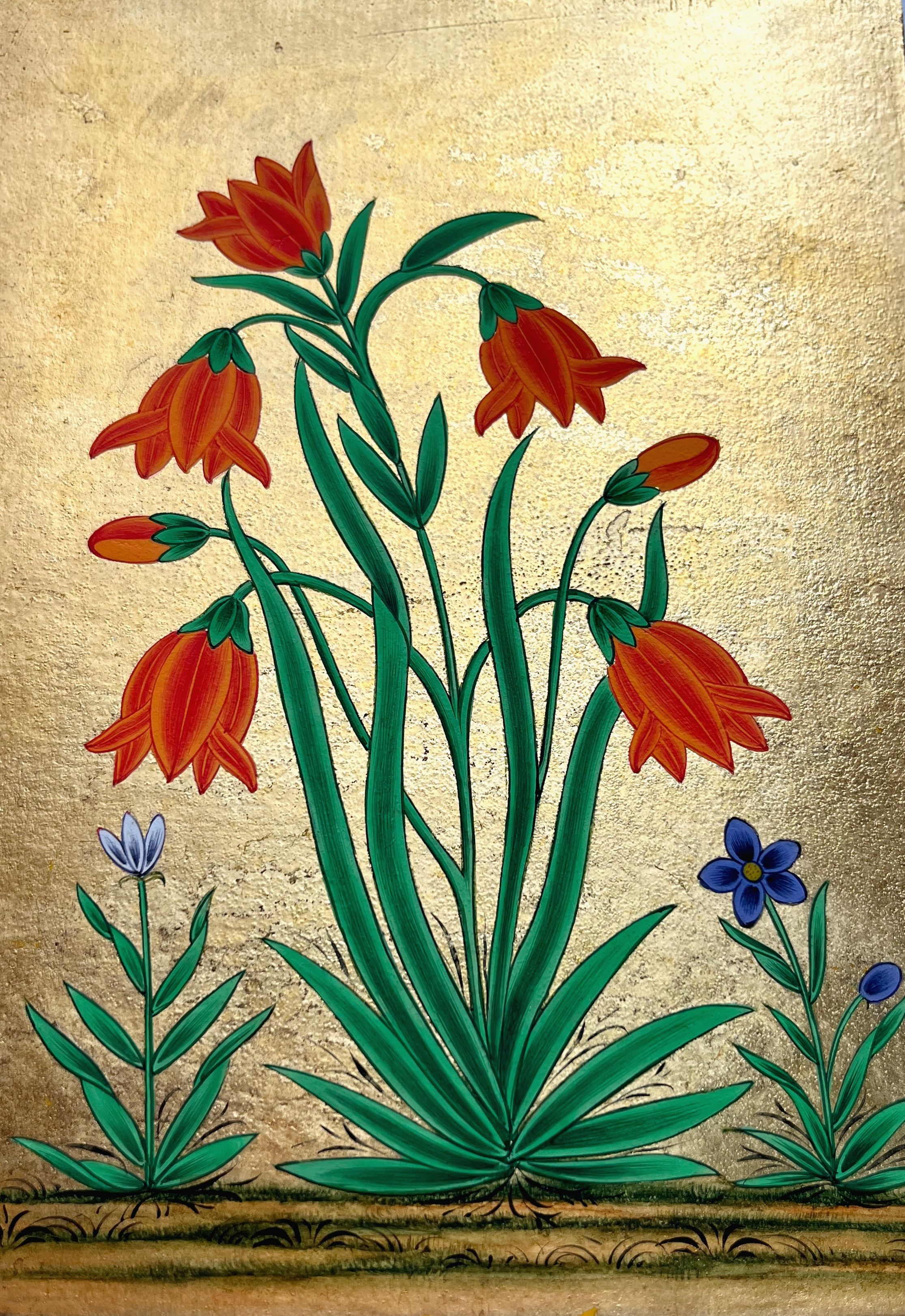 Mughal Flowers On Gold Foil