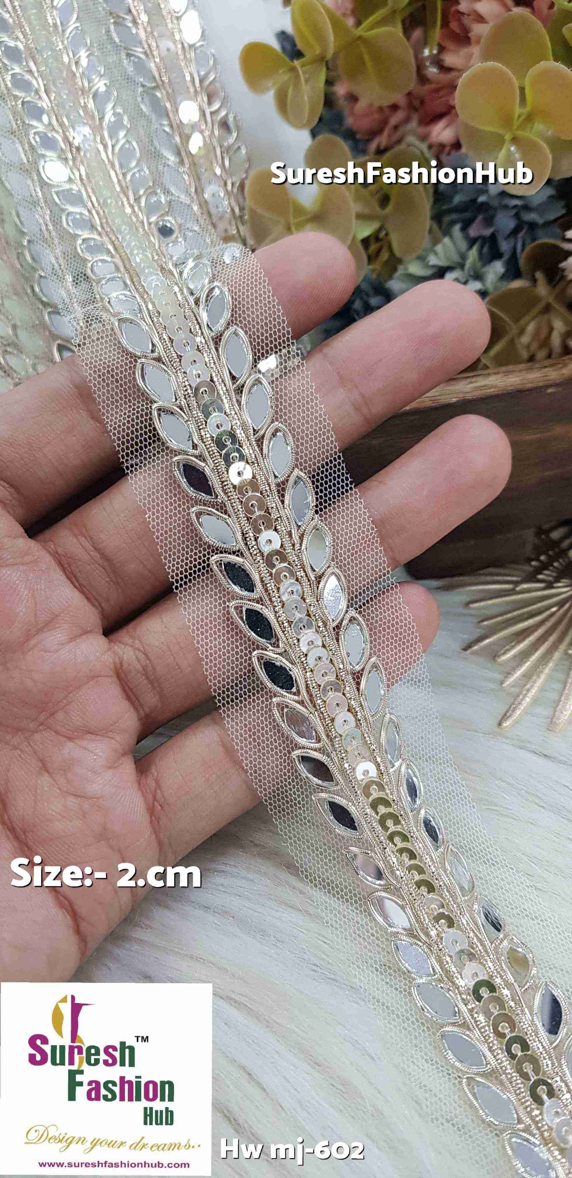 Dual-Sided Zardosi and Mirror Handmade Lace