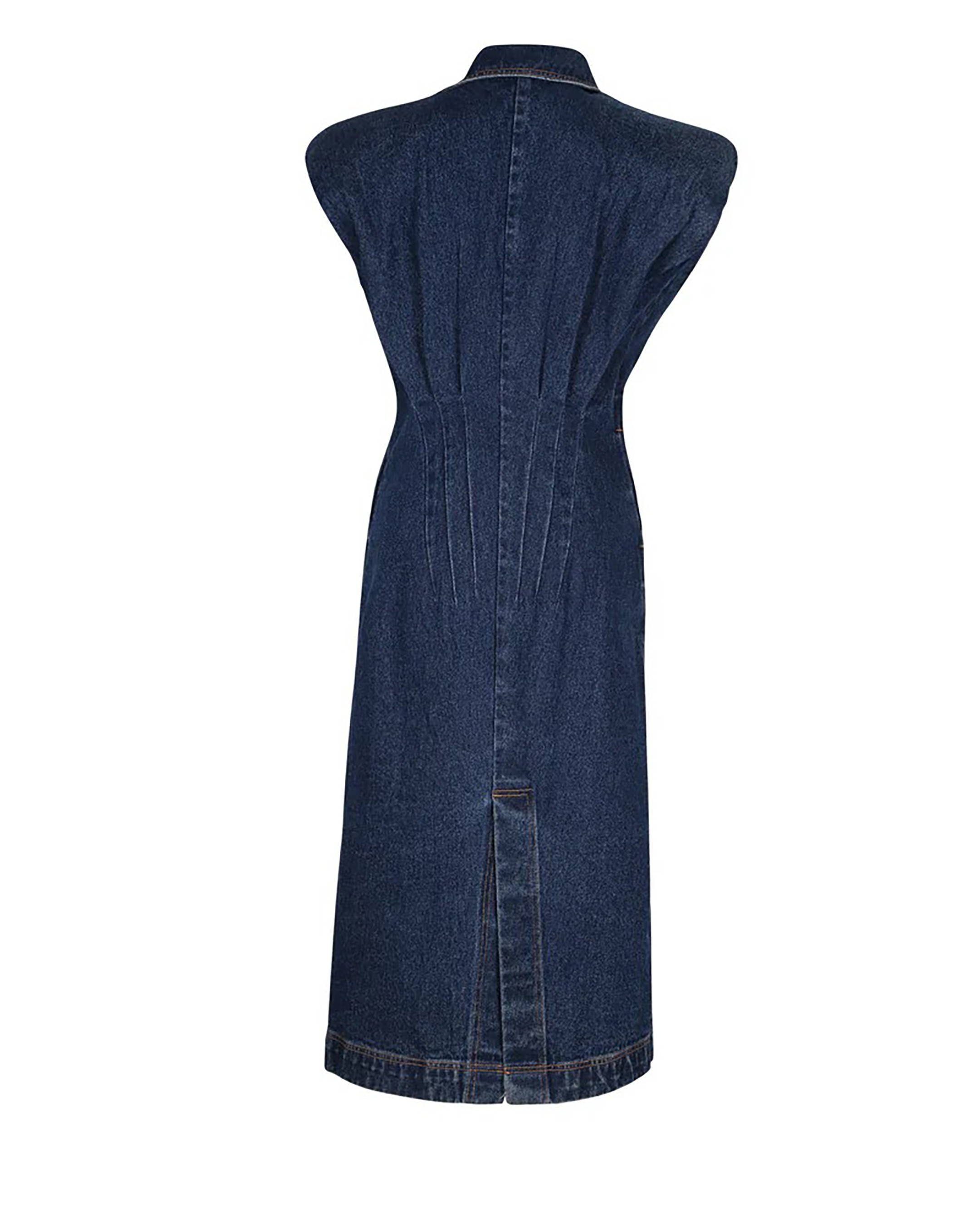 Denim Power Shoulder Button Down Dress