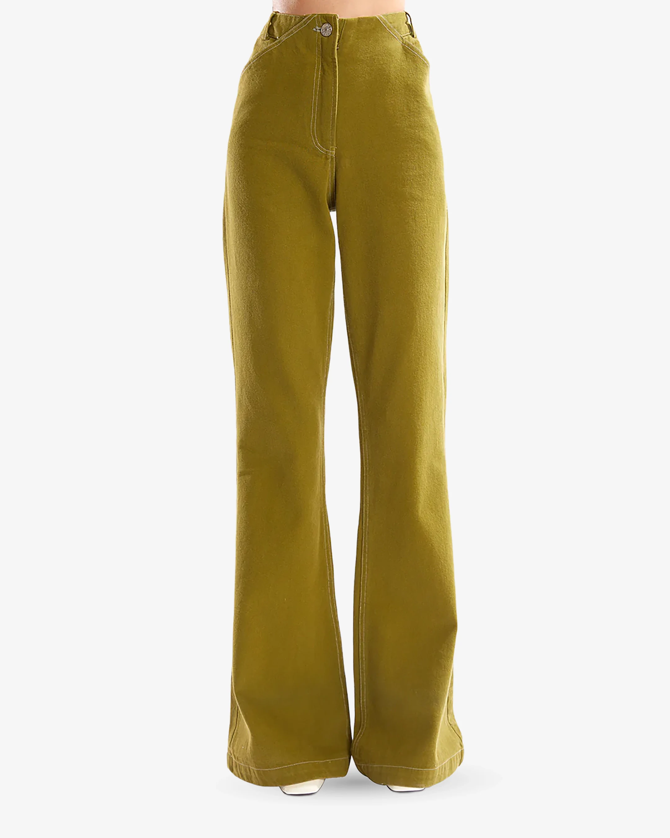 Moss Green Denim Skirt Pants