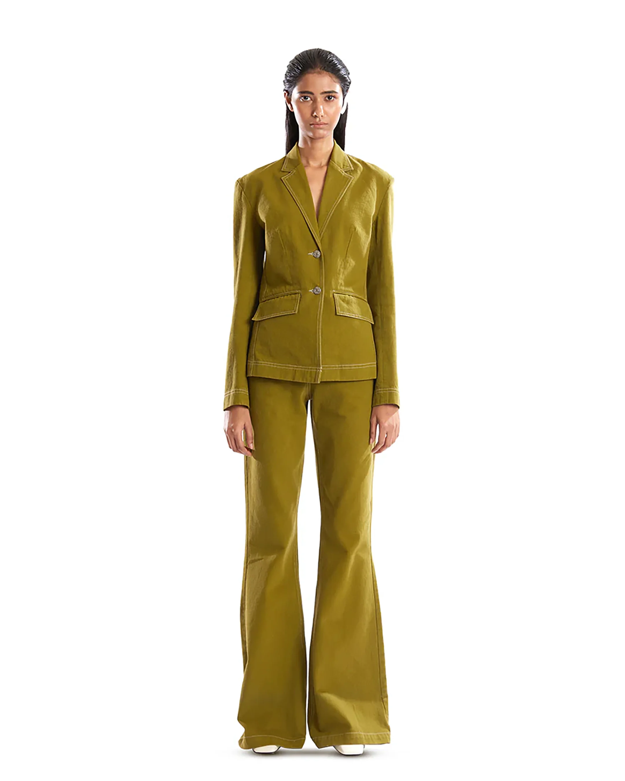 Moss Green Denim Skirt Pants