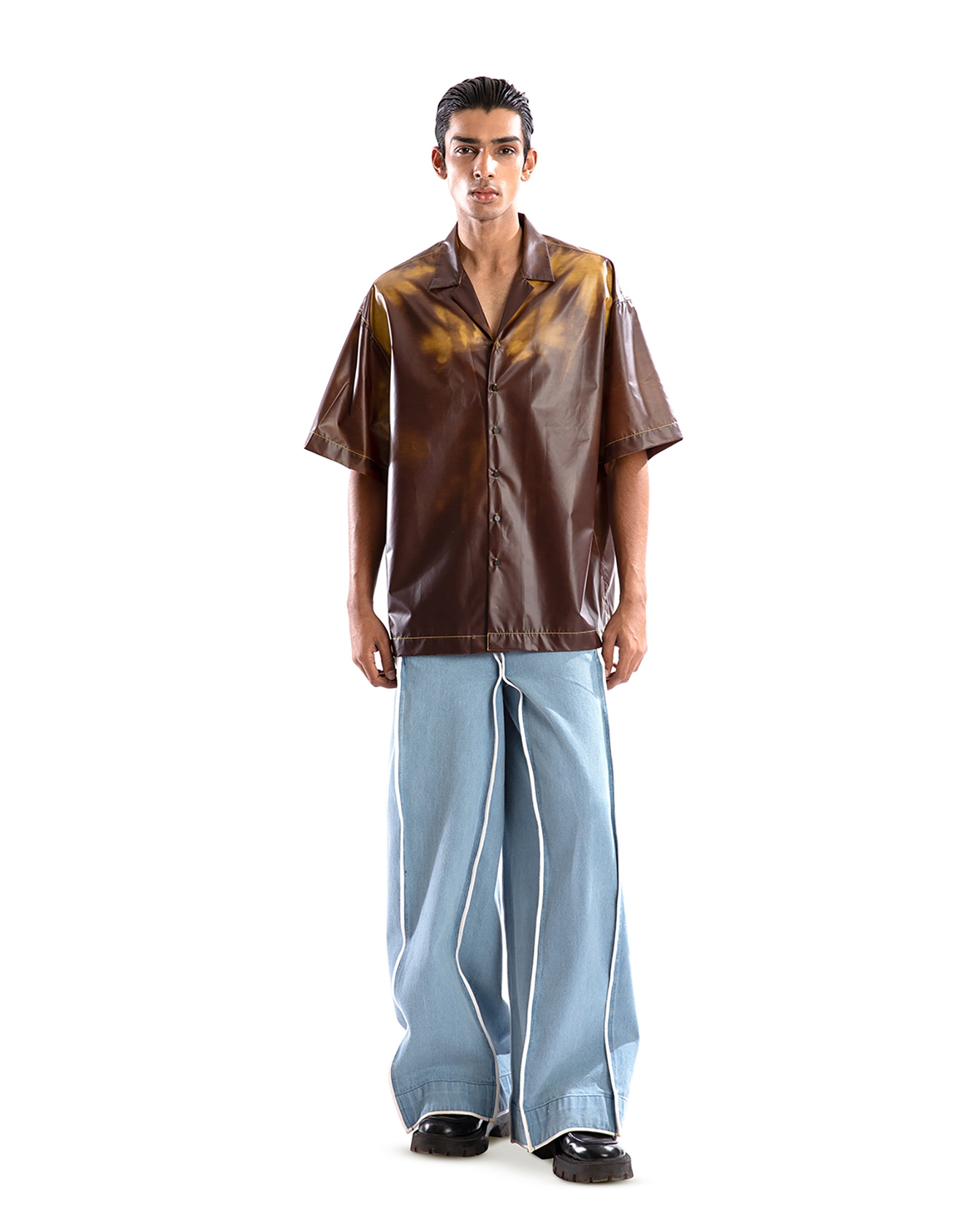 Light Wash Square Waist Denim Pants