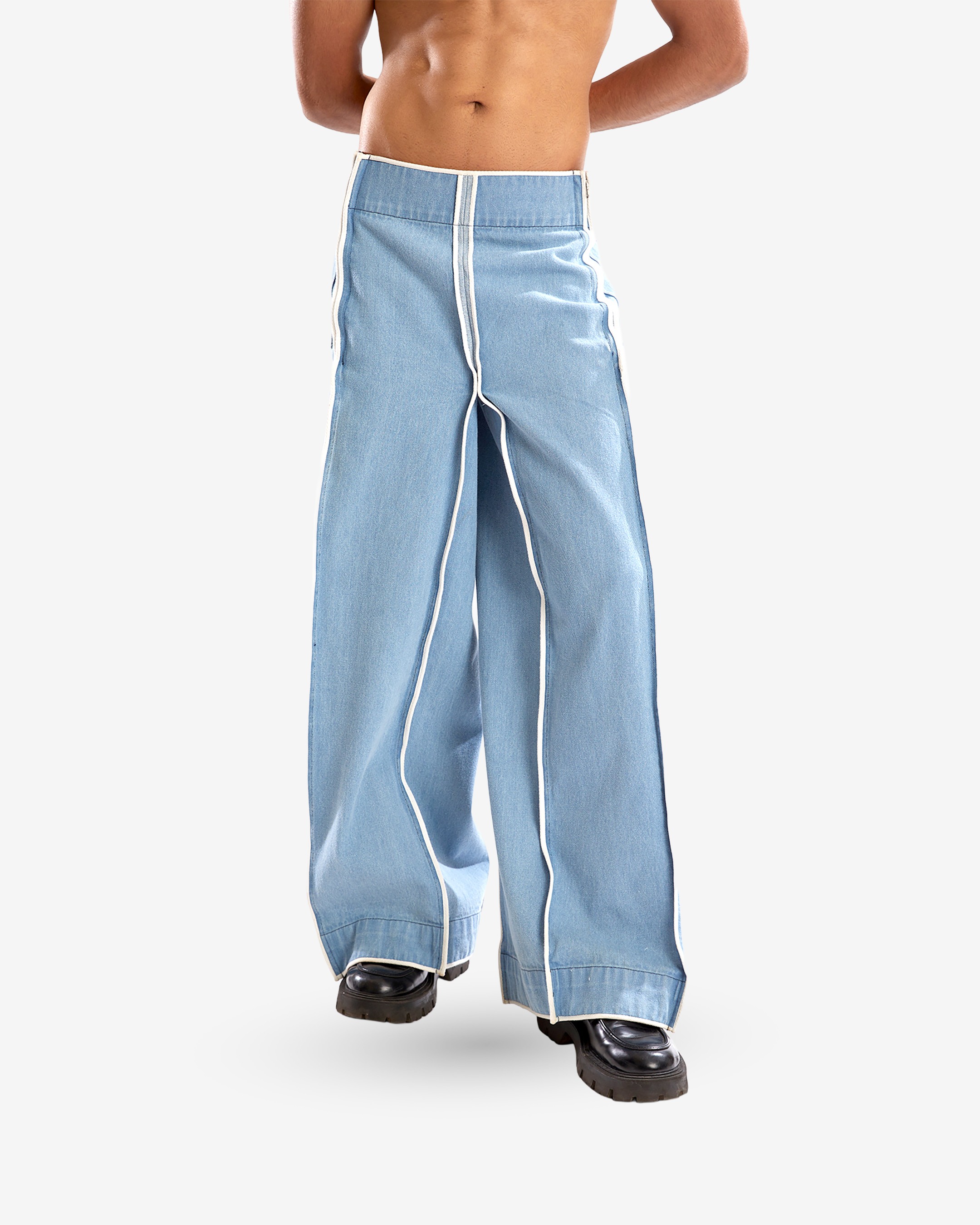 Light Wash Square Waist Denim Pants
