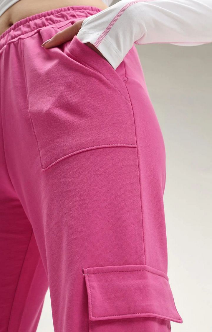 Seoul Pink Wide Cargo Joggers