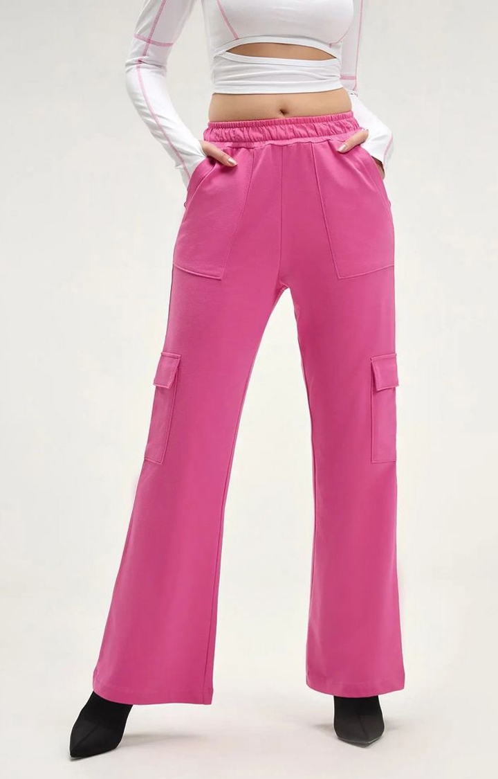 Seoul Pink Wide Cargo Joggers