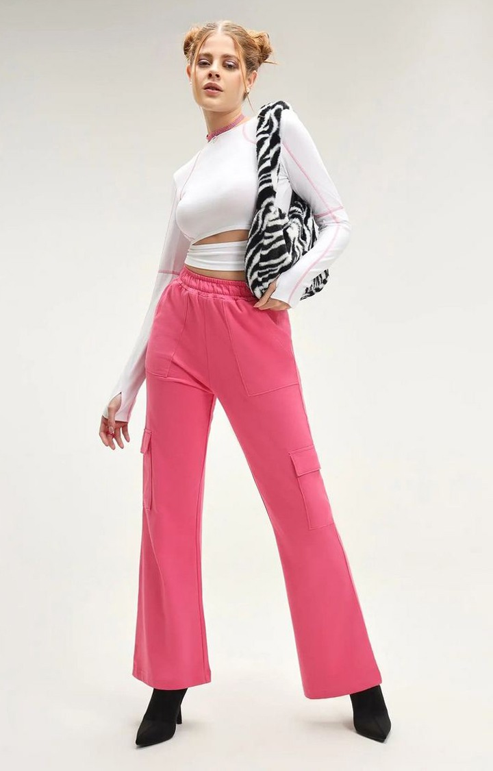 Seoul Pink Wide Cargo Joggers