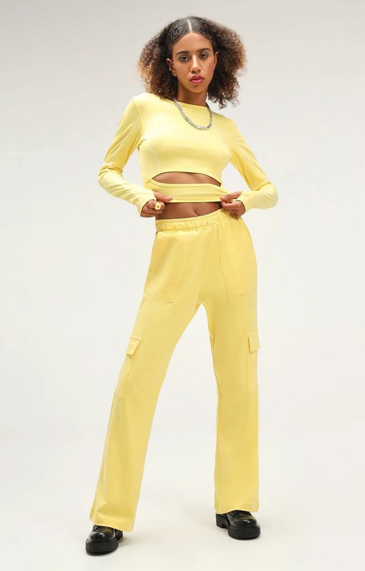 Yellow cargo outlet joggers