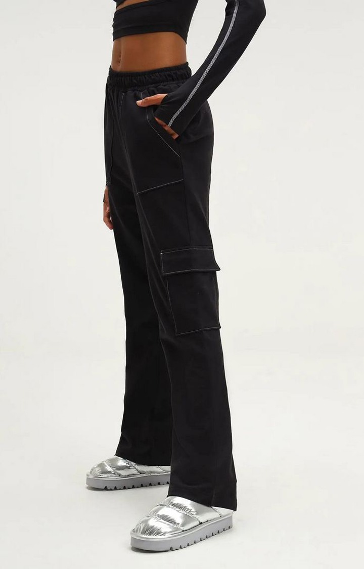 Kenya Black Wide Cargo Joggers