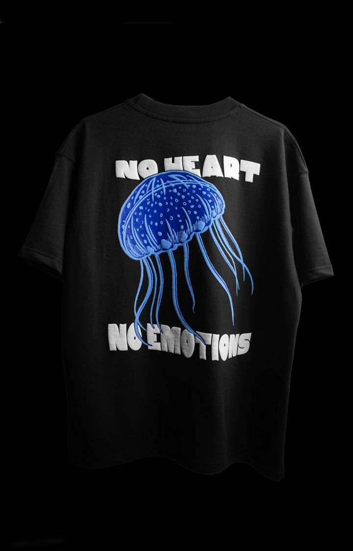 Blckorchid | Unisex Jellyfish Black Cotton Printed Oversized T-Shirt