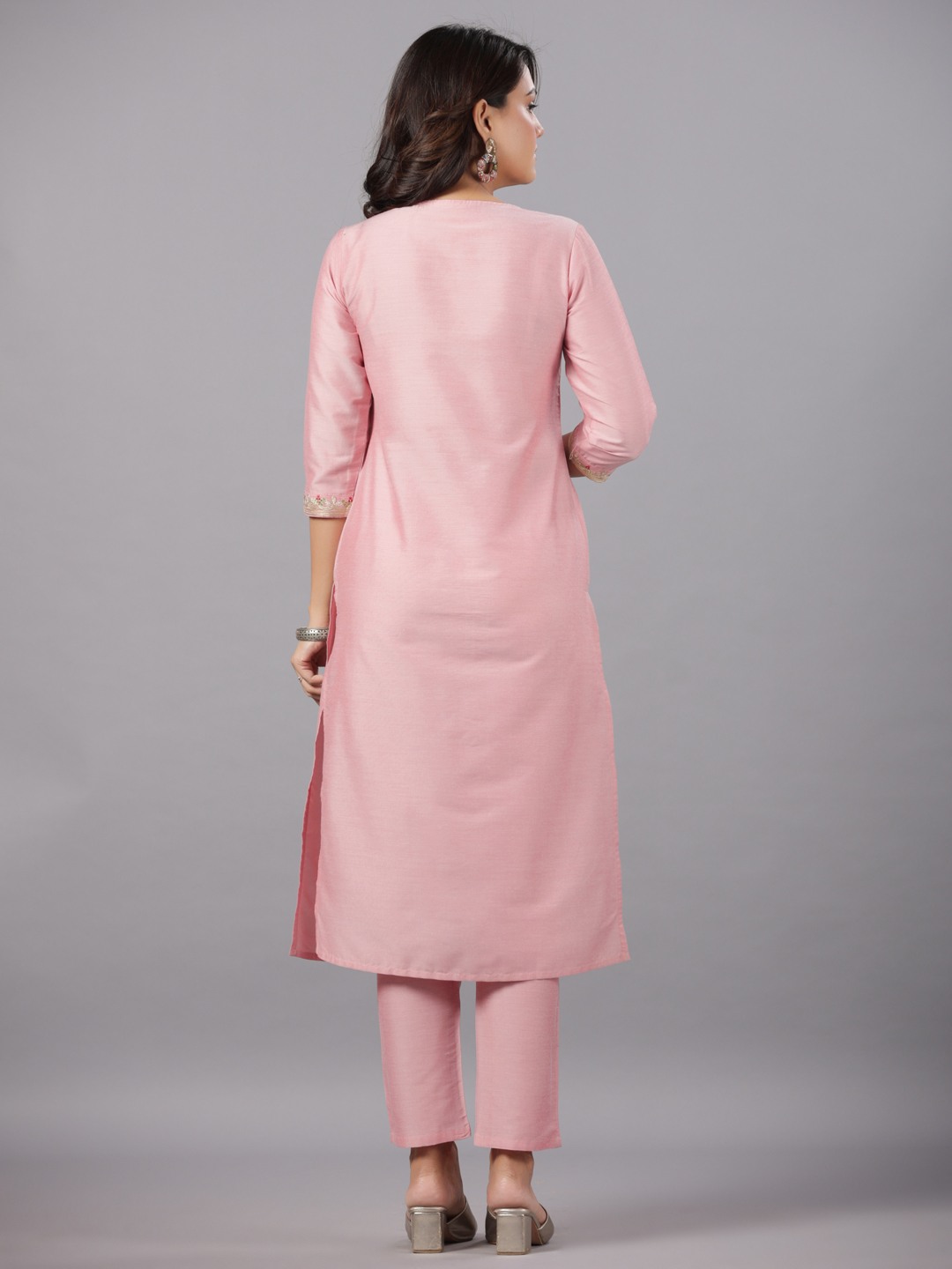 Pst Embroidery Kurta With Solid Pant