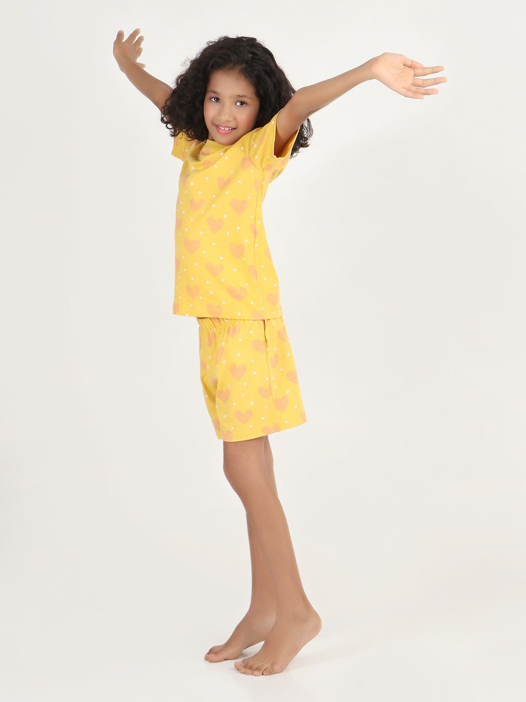 Girls 2 piece T-Shirt & Short -set- Spicy Mustard