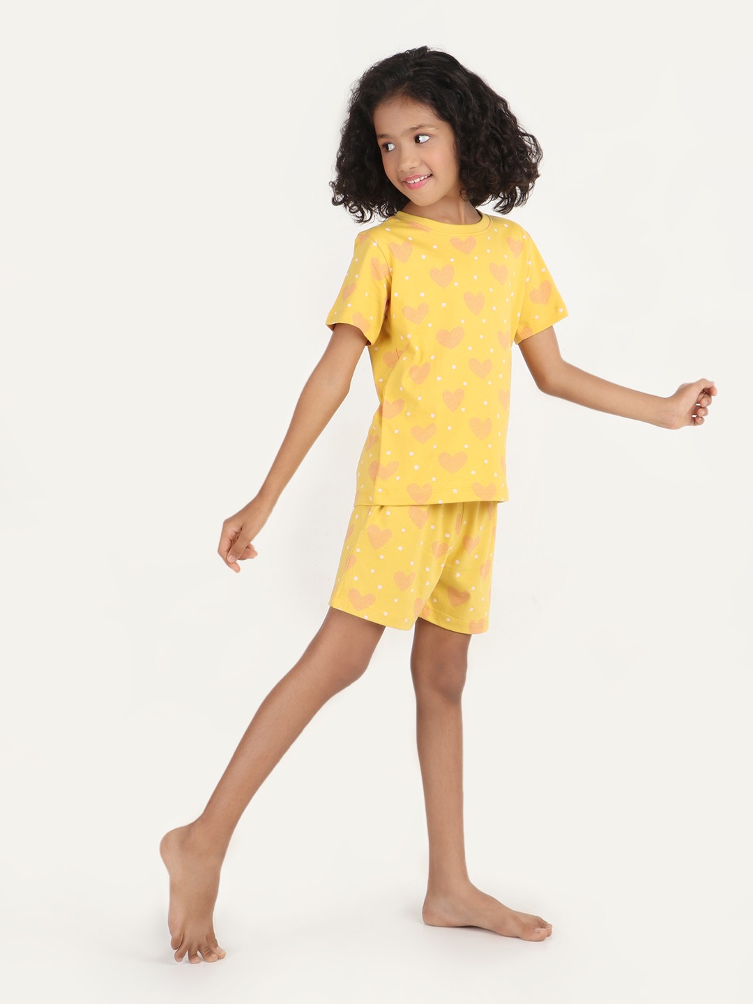 Girls 2 piece T-Shirt & Short -set- Spicy Mustard