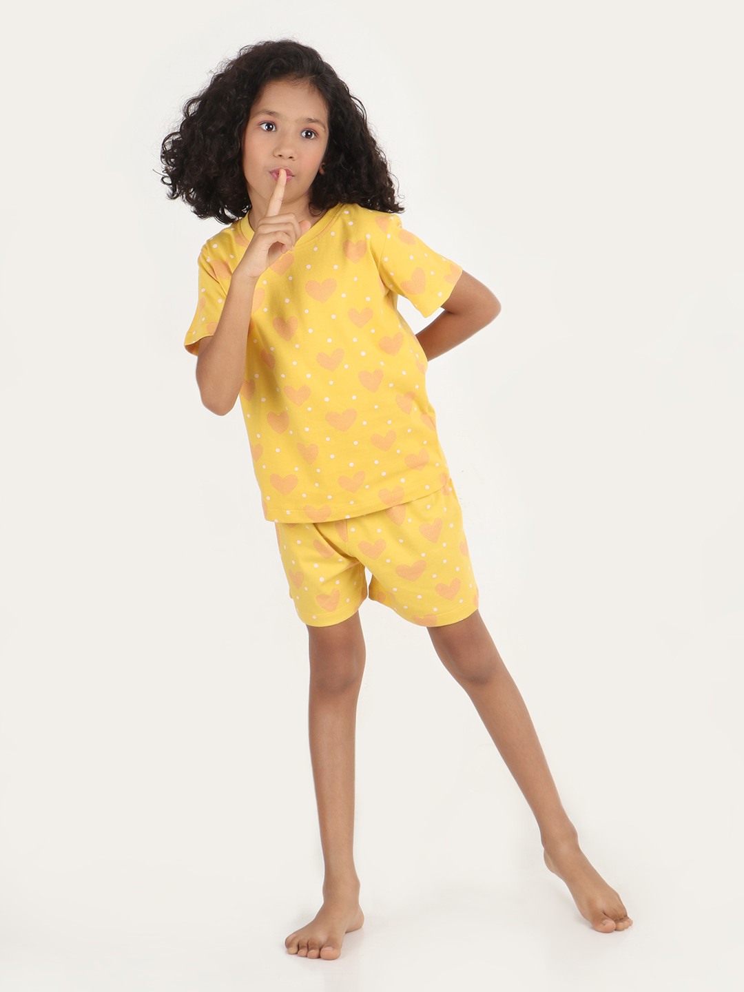 Girls 2 piece T-Shirt & Short -set- Spicy Mustard