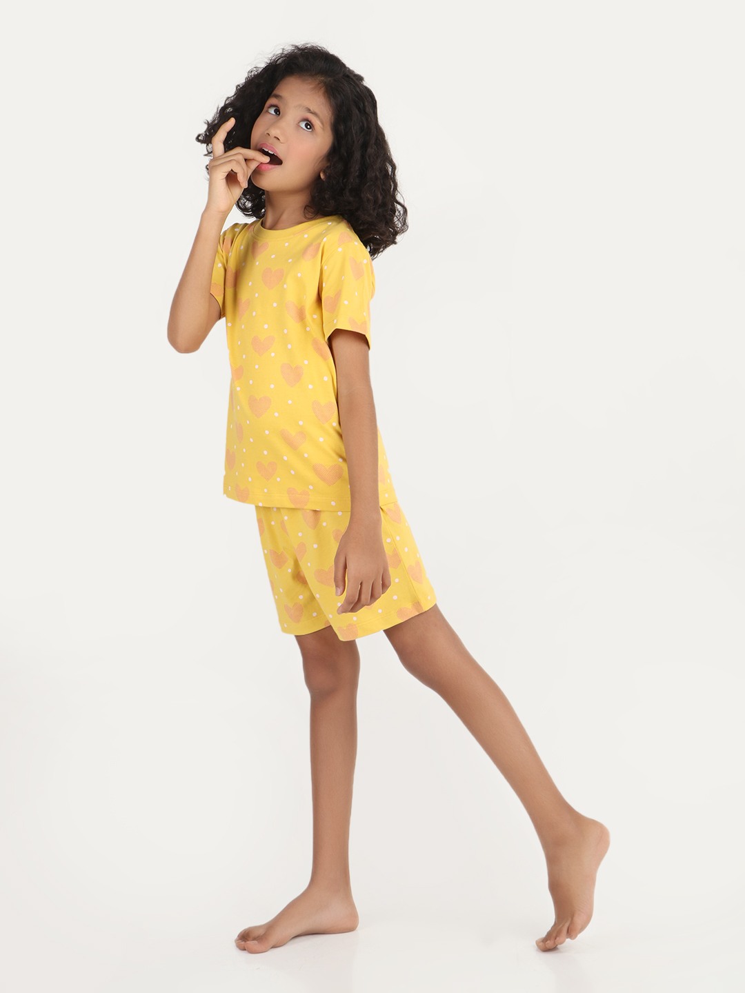 Girls 2 piece T-Shirt & Short -set- Spicy Mustard