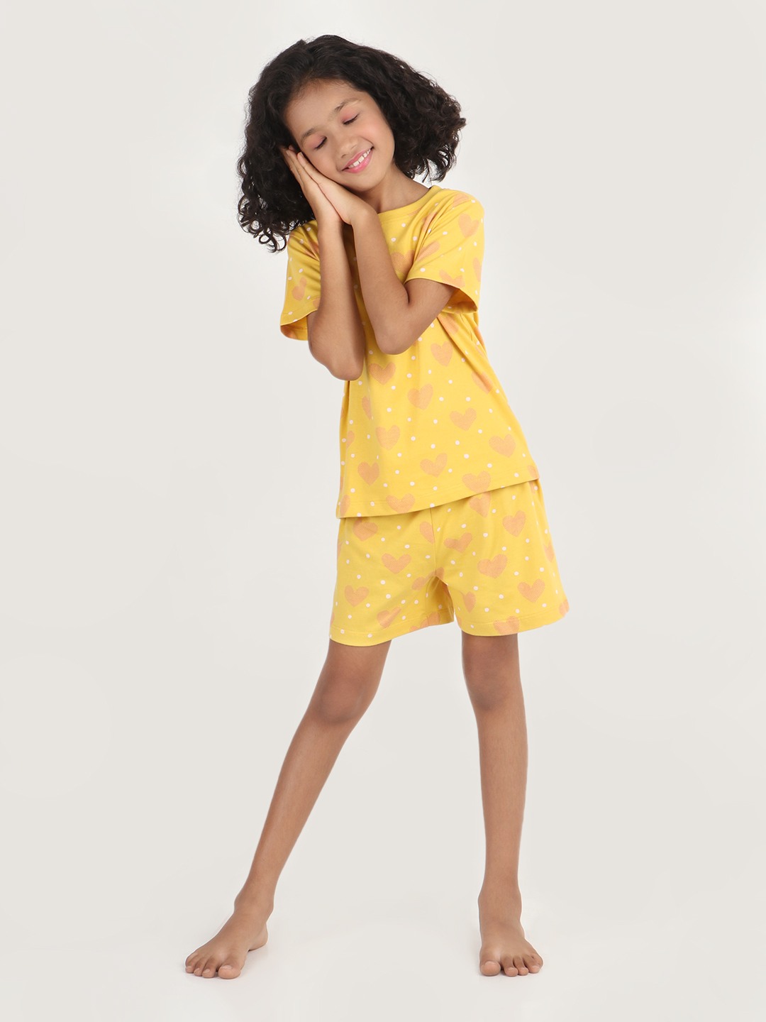 Girls 2 piece T-Shirt & Short -set- Spicy Mustard
