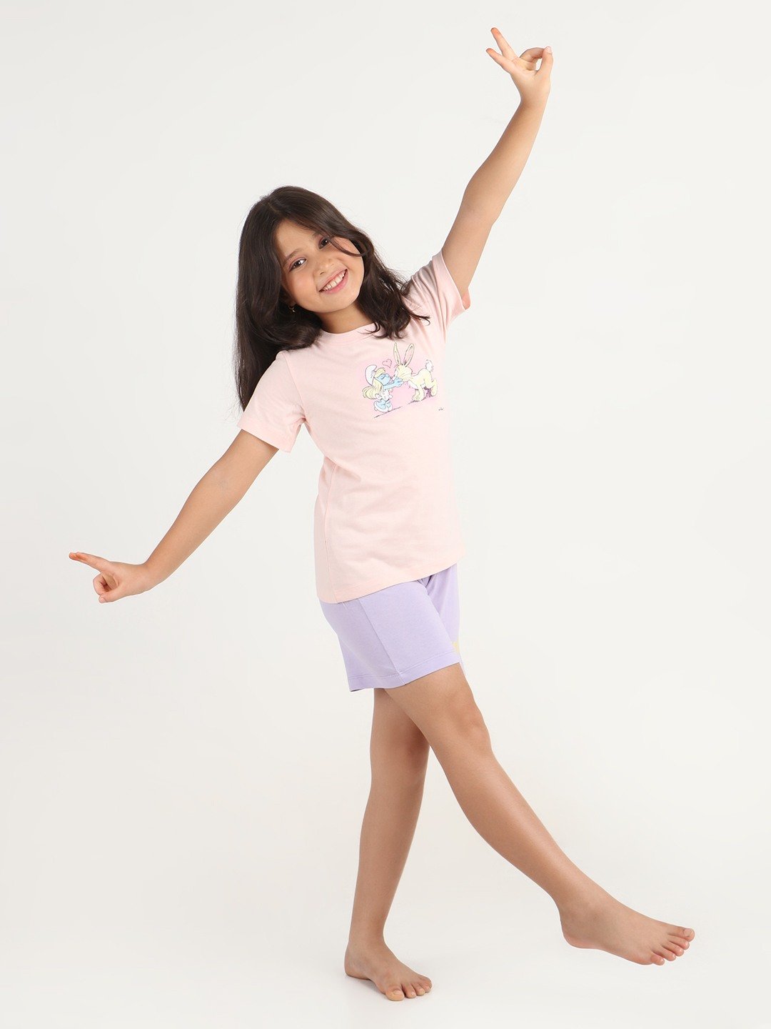Girls 2 piece T-Shirt & Short -set- Rose Pink