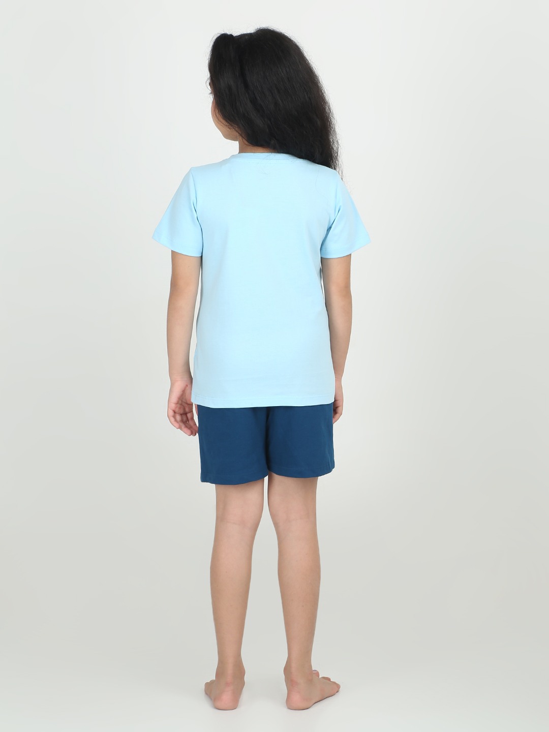 Girls 2 piece T-Shirt & Short -set-Blue & Navy