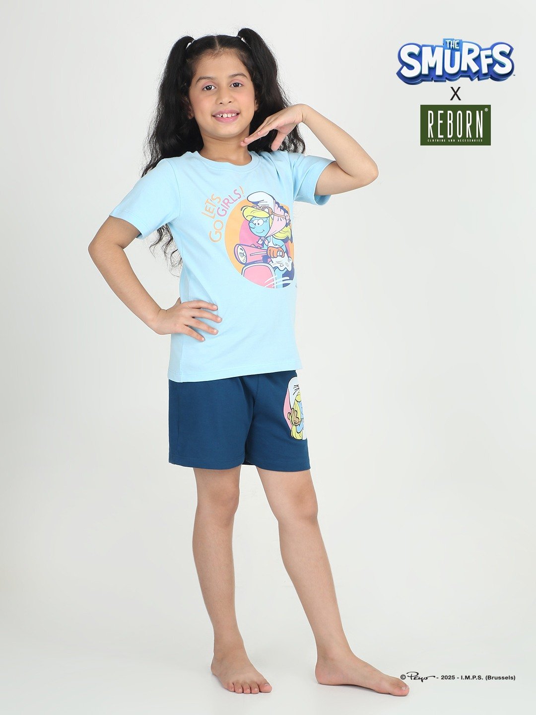 Girls 2 piece T-Shirt & Short -set-Blue & Navy