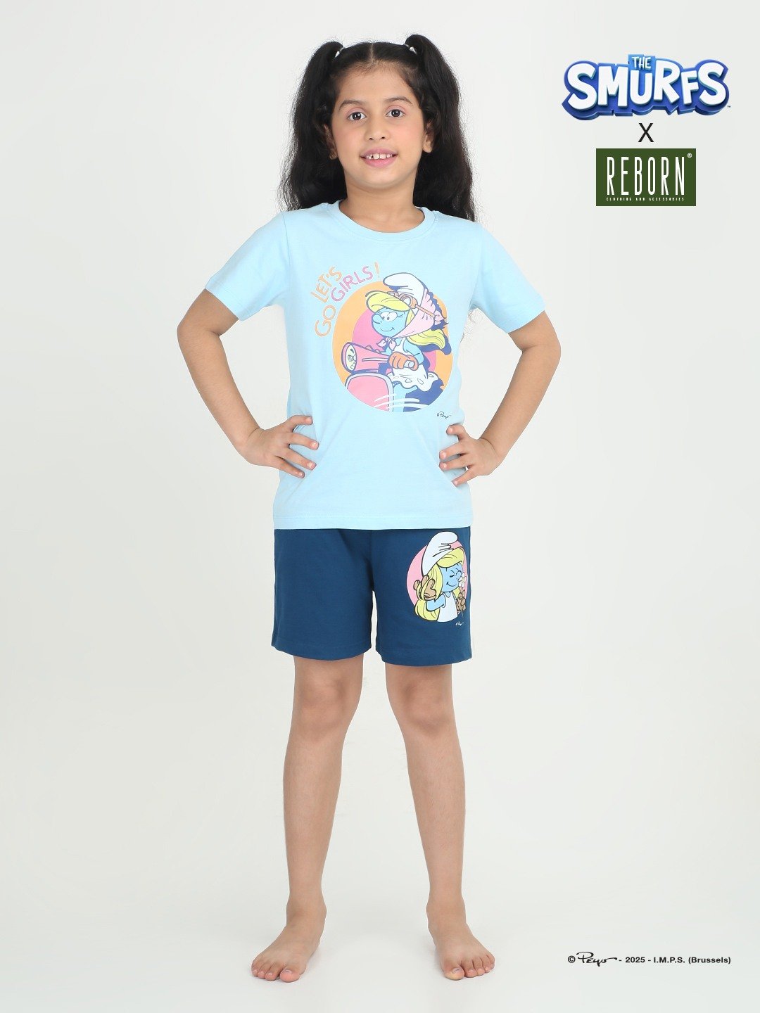 Girls 2 piece T-Shirt & Short -set-Blue & Navy