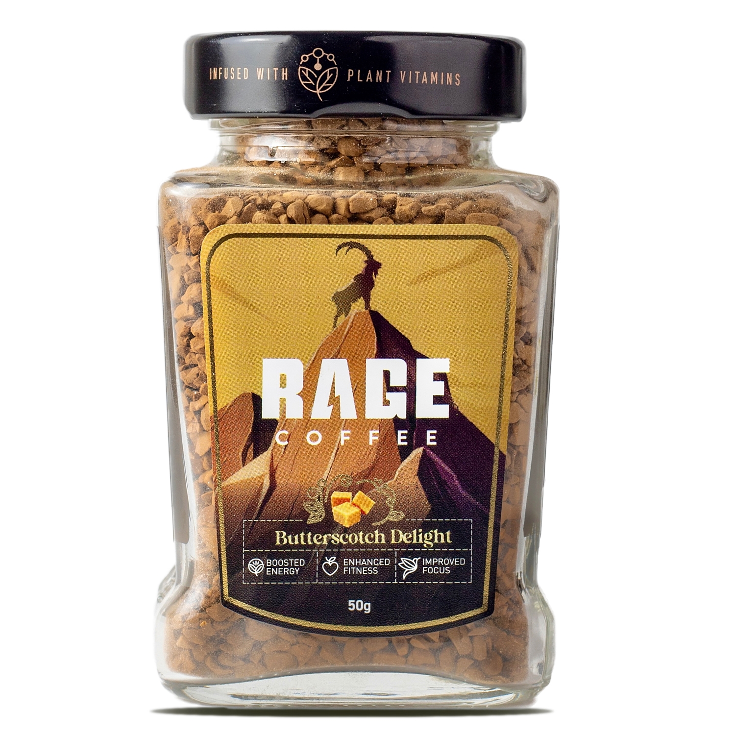 Rage Coffee | Rage Coffee 50 Gms Butterscotch Delight Flavour - Premium Arabica Instant Coffee | Boldest, Smoothest, Tastiest, All Natural Coffee 0