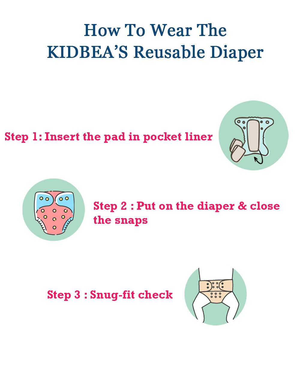 Kidbea | Kidbea Premium Freesize Cloth Diaper-Rainbow Polka 4