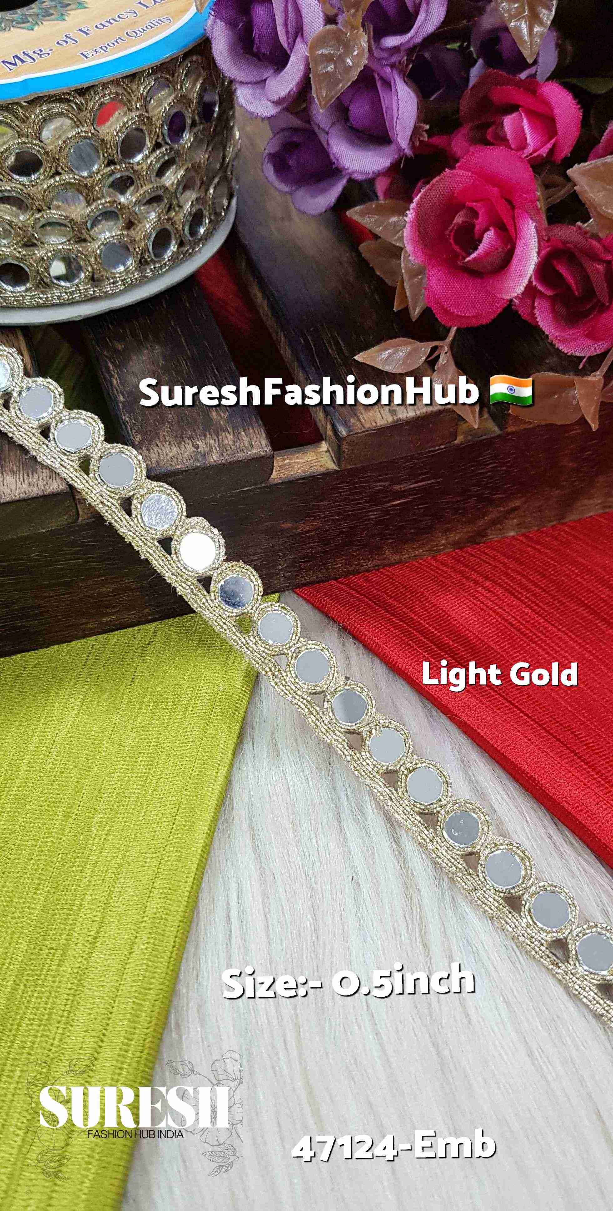 Light Gold Glint Mirror Edge Lace – 47124-Emb