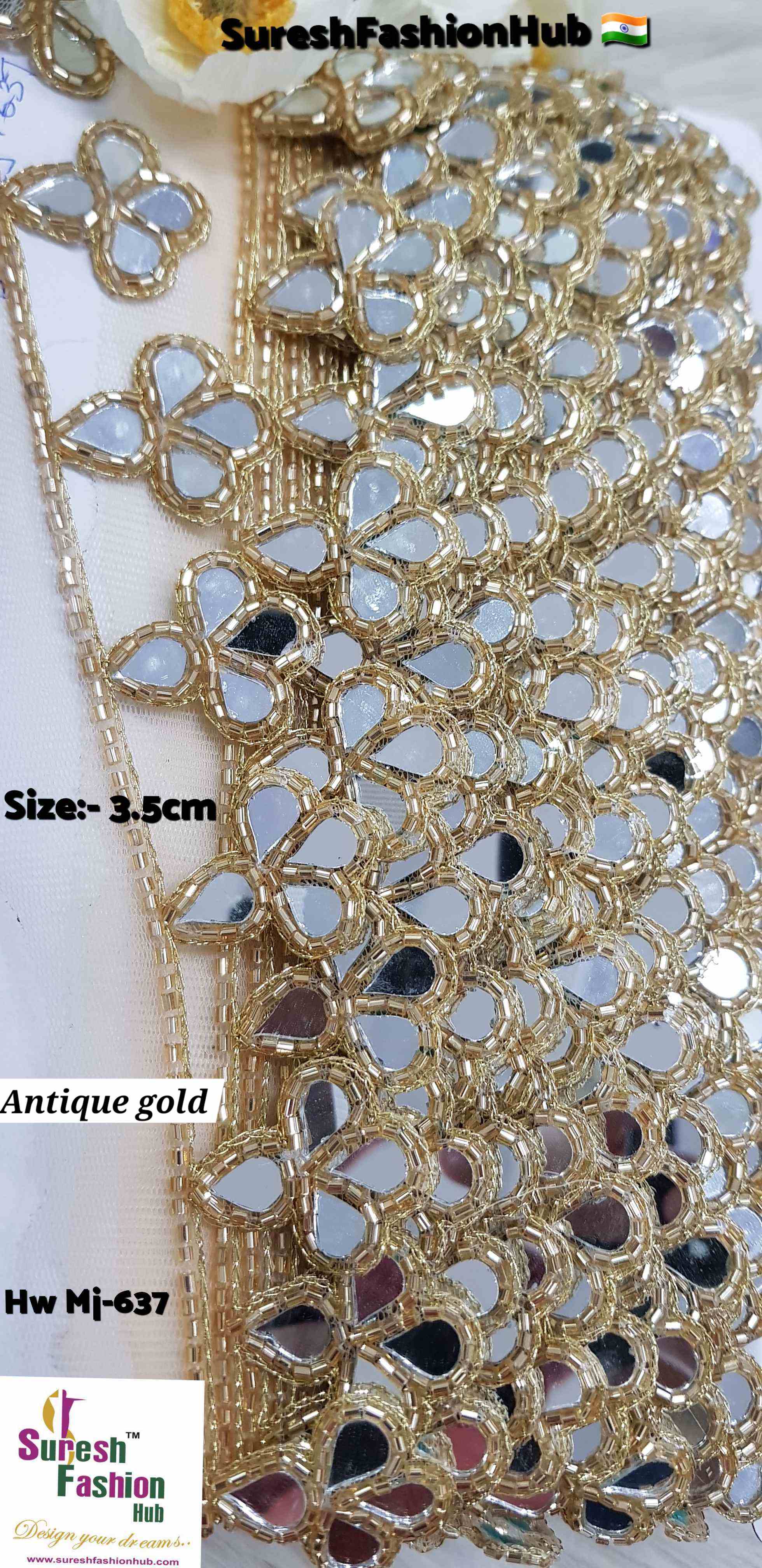 Antique Gold Abhinav Inspired Handmade Cutwork Lace