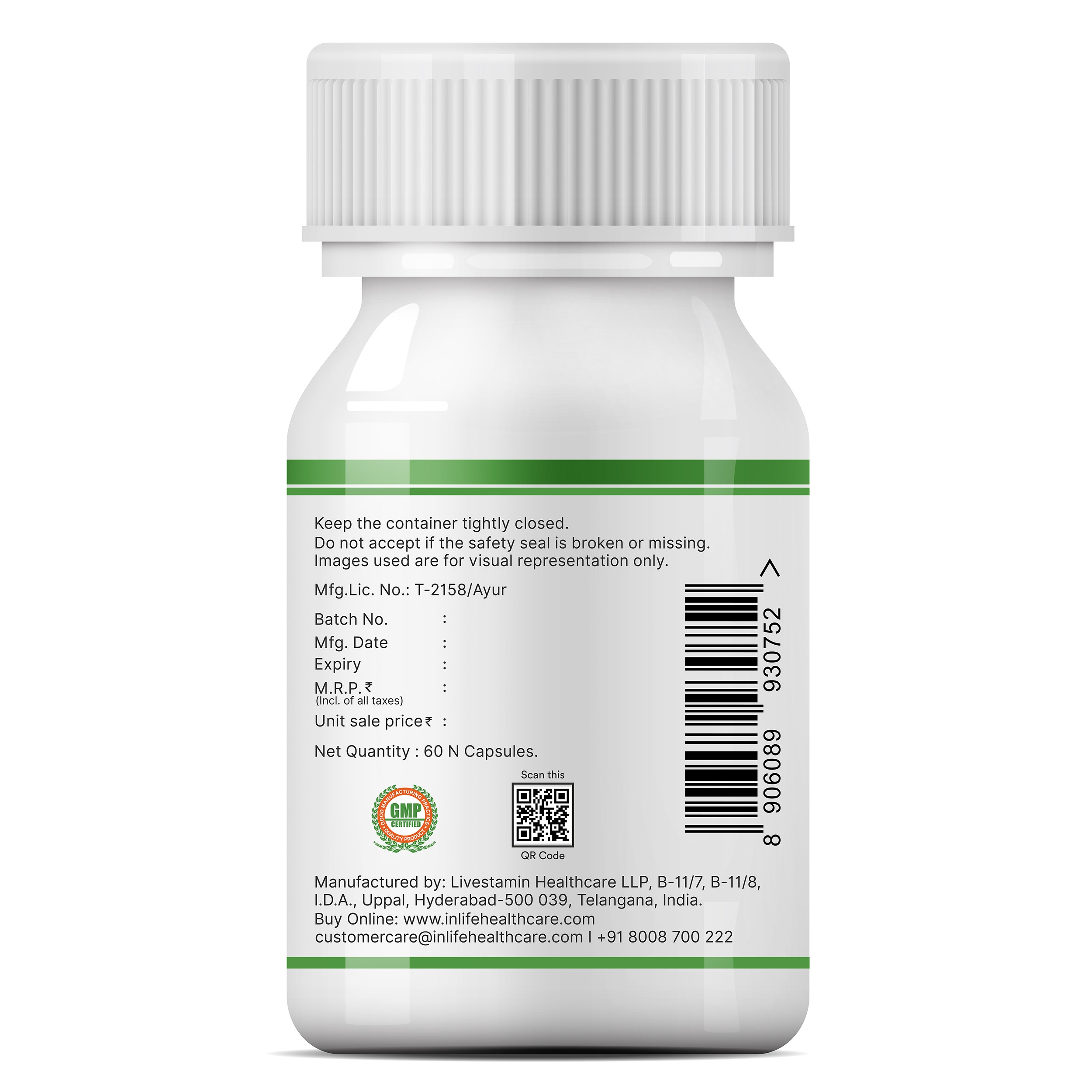 Inlife | Green Tea Extract Capsules | Standardised to 50% Polyphenols | Antioxidant | 60 Veg Cap