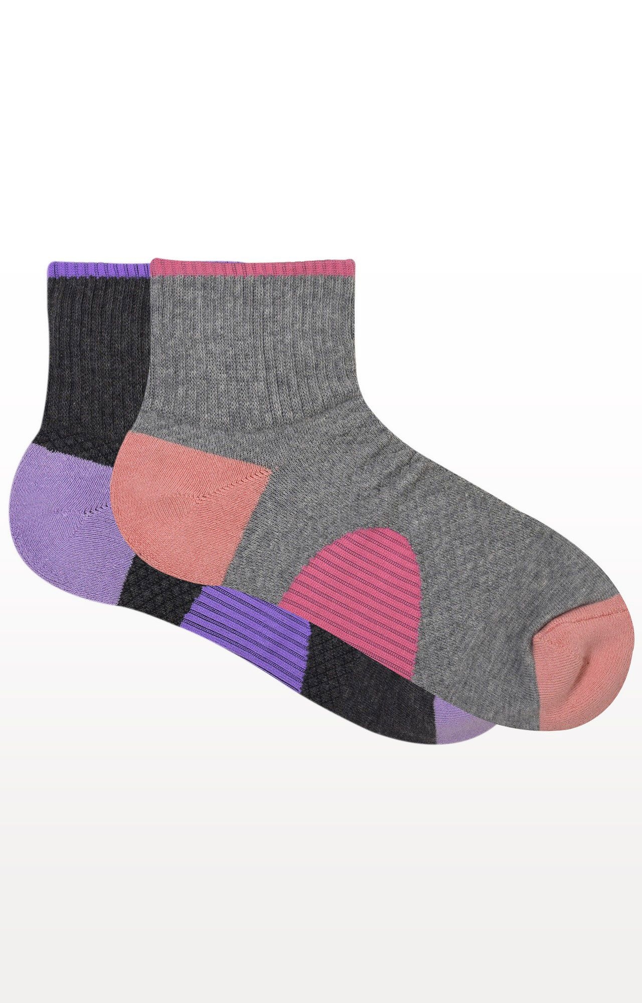 BALENZIA | Light Grey and Dark Grey Colourblock Socks (Pack of 2)  1