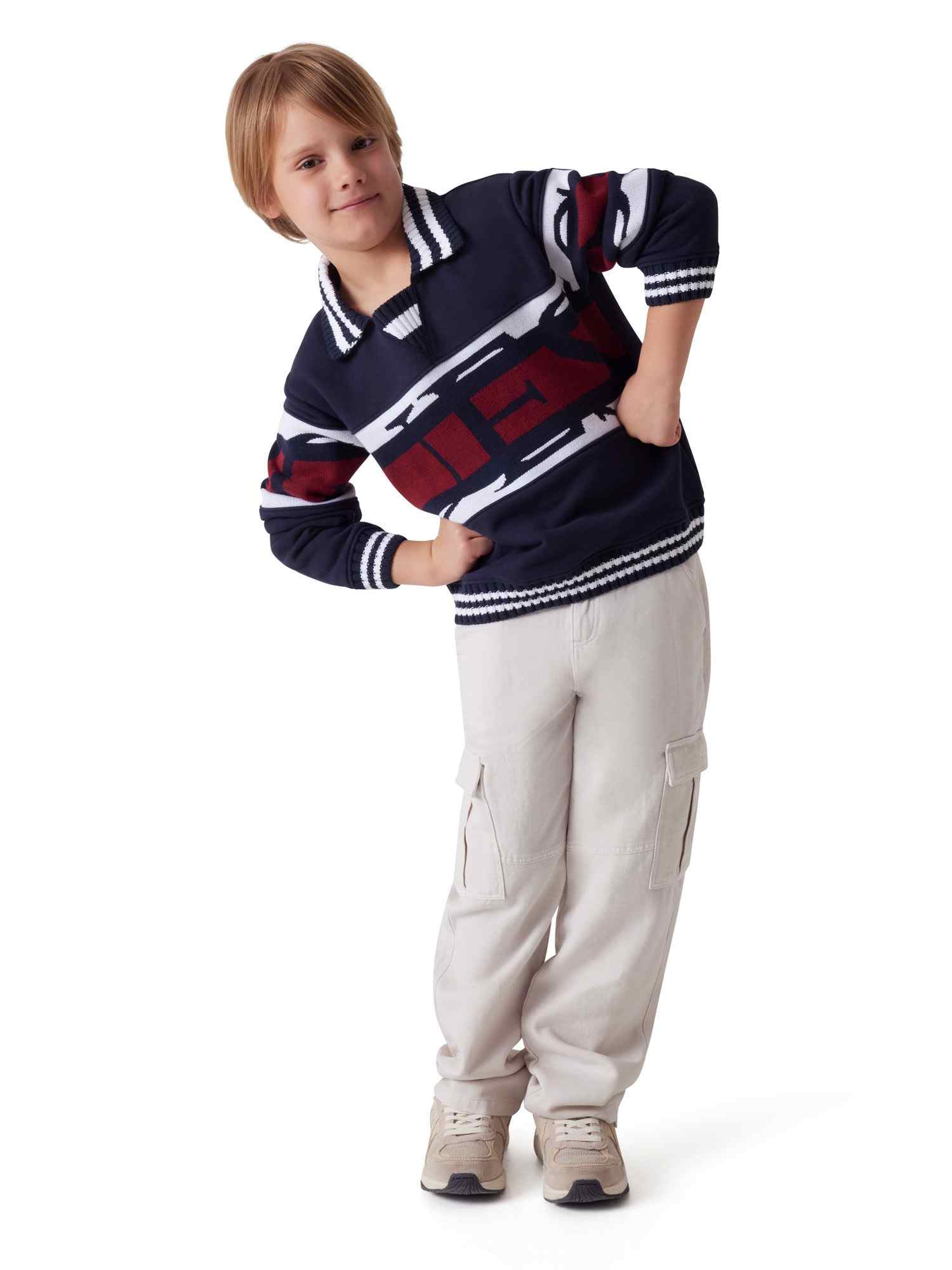 Guess Navy Blue Cotton Print Boys Sweatshirt
