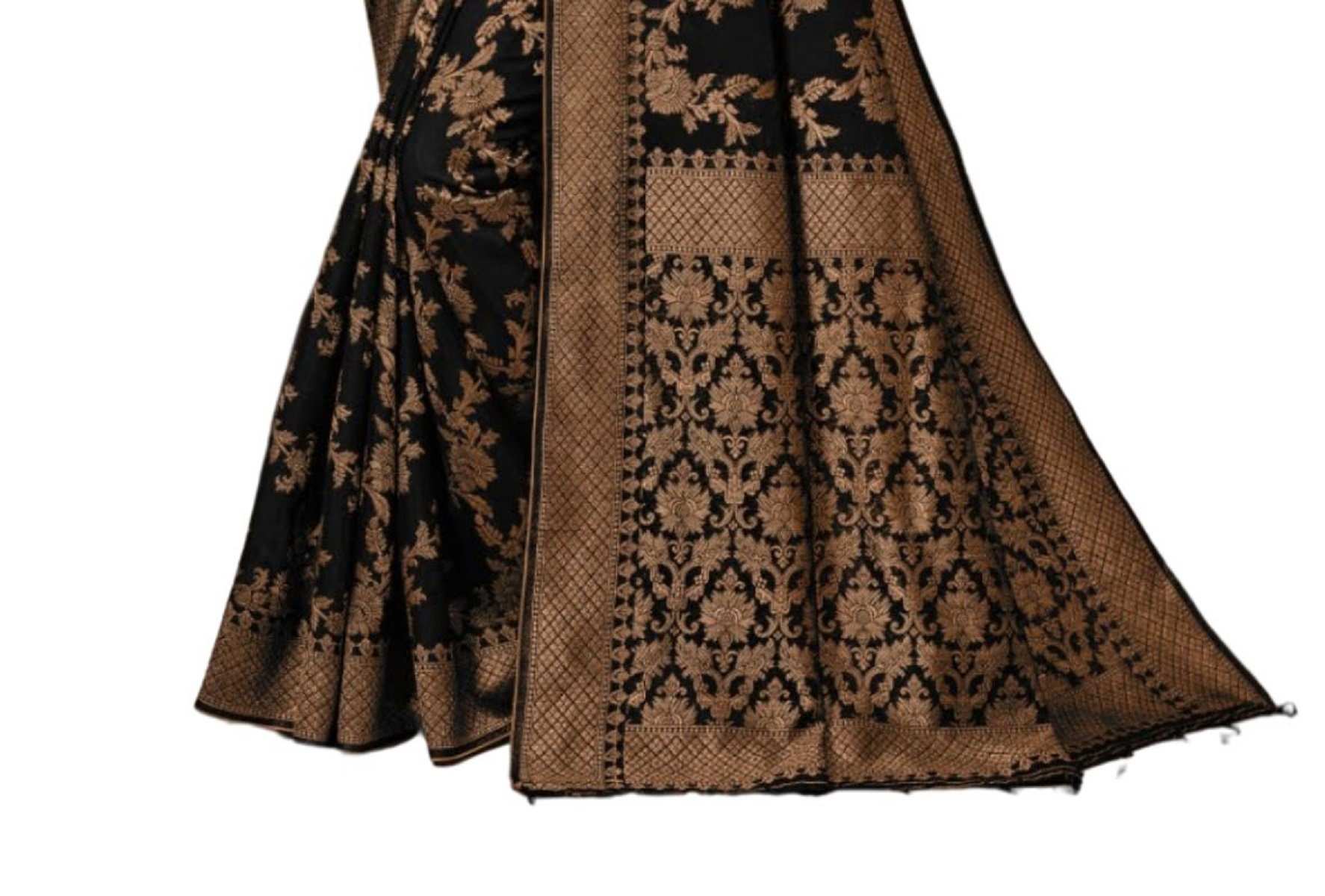 AWRIYA Presents Blackberry dark_multicolor colour saree with woven work on blended_cotton fabric zari_woven designer banarasi-sarees with Blouse piece