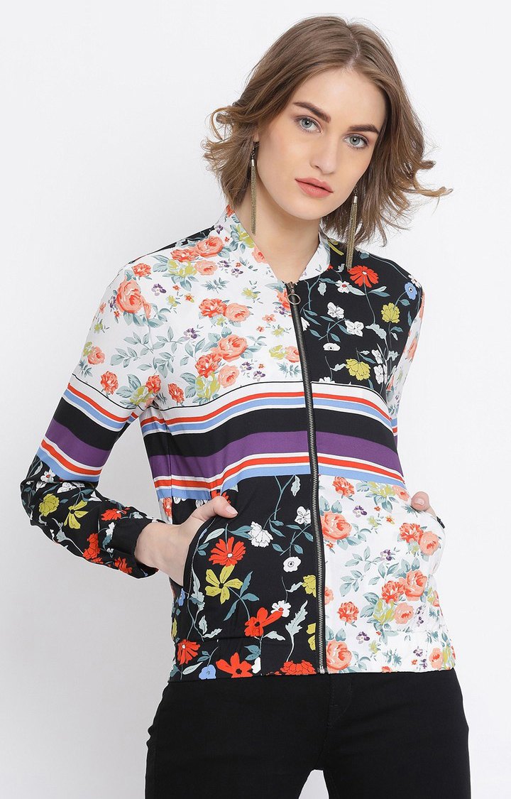 oxolloxo | Floral Jimmy Scarf Print Bomber