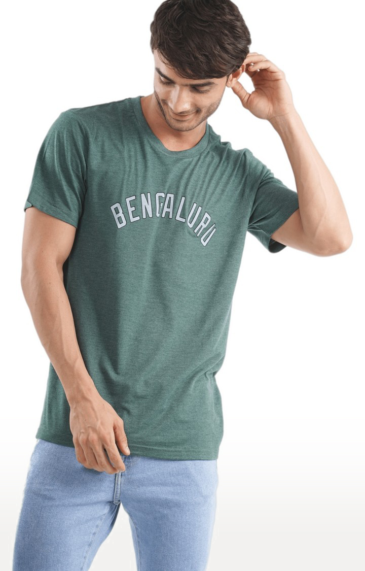Unisex Bengaluru Curvedtypo Tri-Blend T-Shirt in Bottle Green