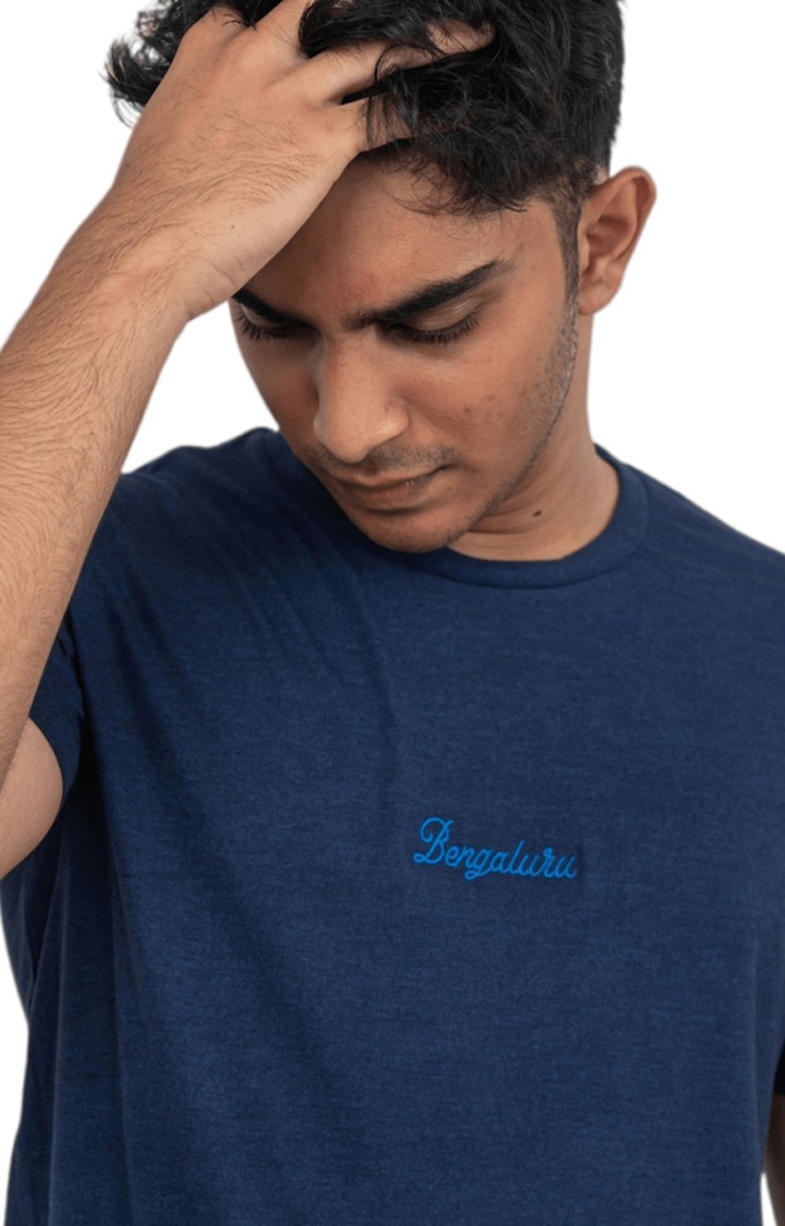 Unisex BENGALURU Embroidered Tri-Blend T-Shirt in Navy