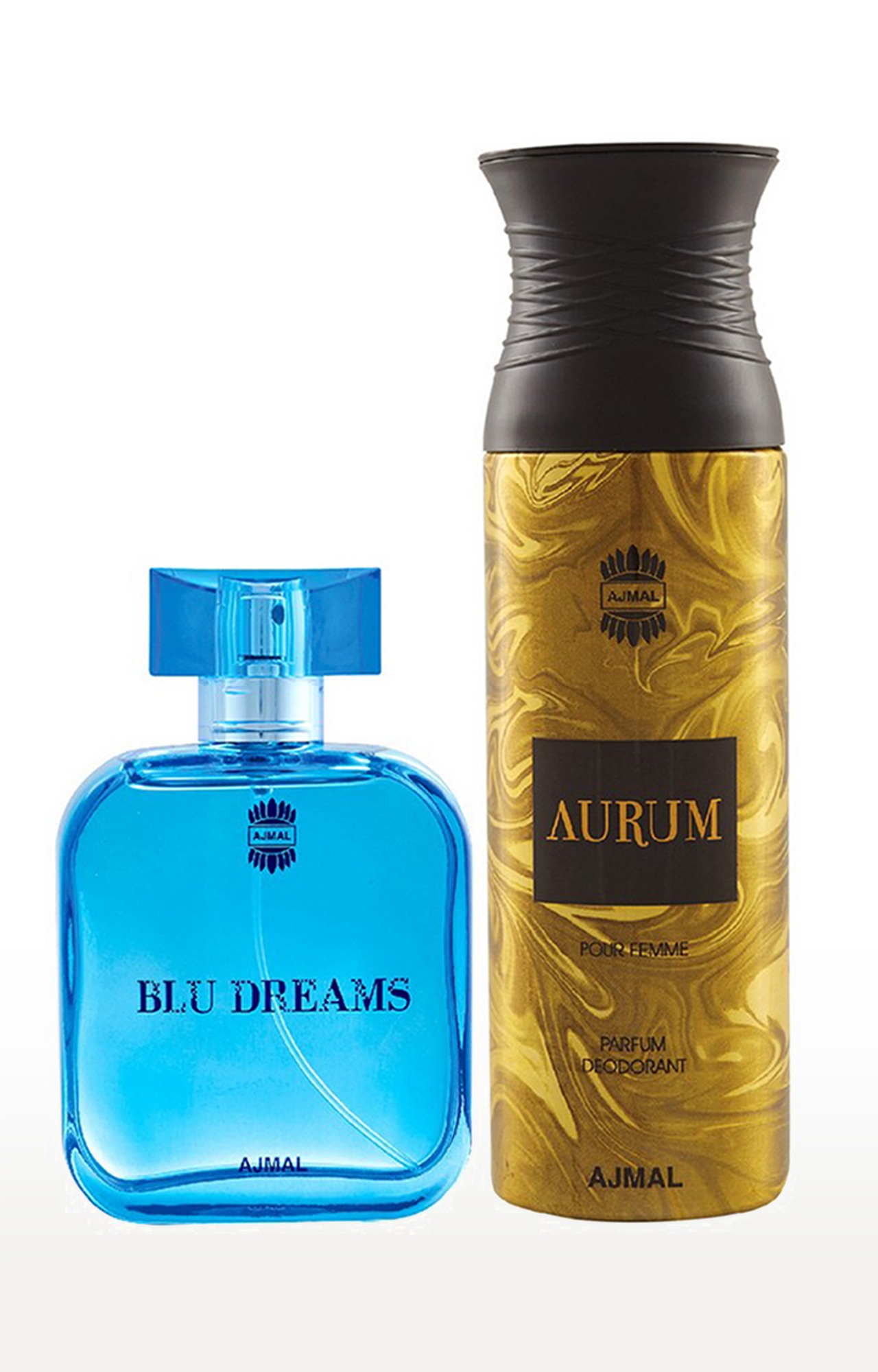 Ajmal Blu Dreams EDP Citurs Fruity Perfume 100ml for Men and Aurum Femme Deodorant Fruity Fragrance 200ml for WoMen