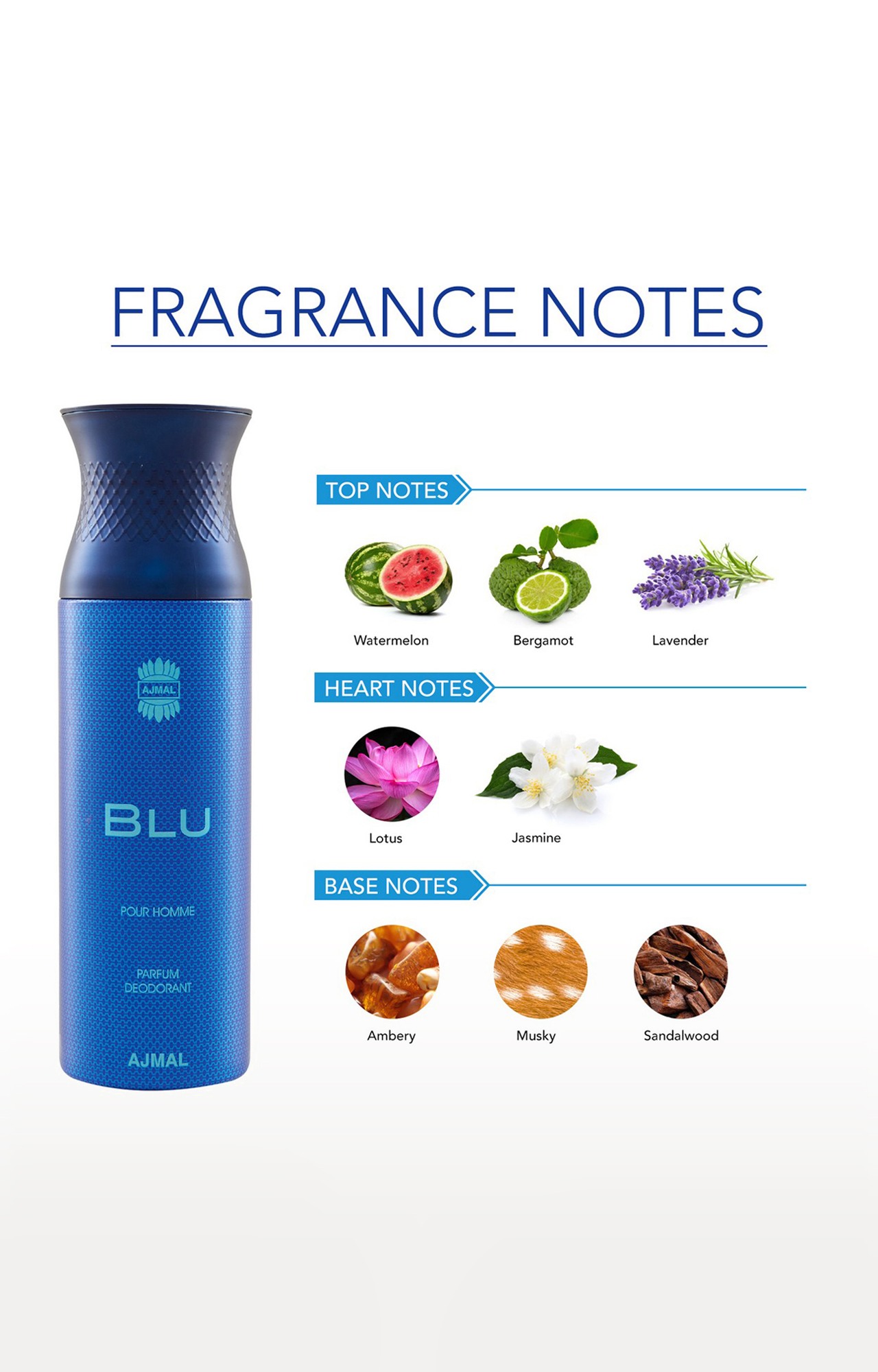 Ajmal Blu & Sacrifice II & Wisal Deodorant Spray - For Men (200 ml, Pack of 3)