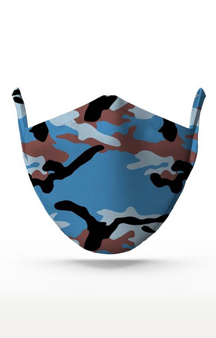 Rexy Mask Blue Camo Cotton Reusable Face Mask