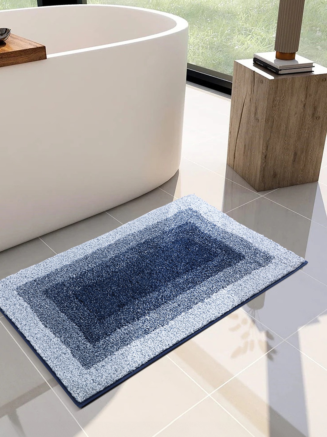 Bliss (40x60cm) Blue Anti-Slip Bath Mat with TPR Backing