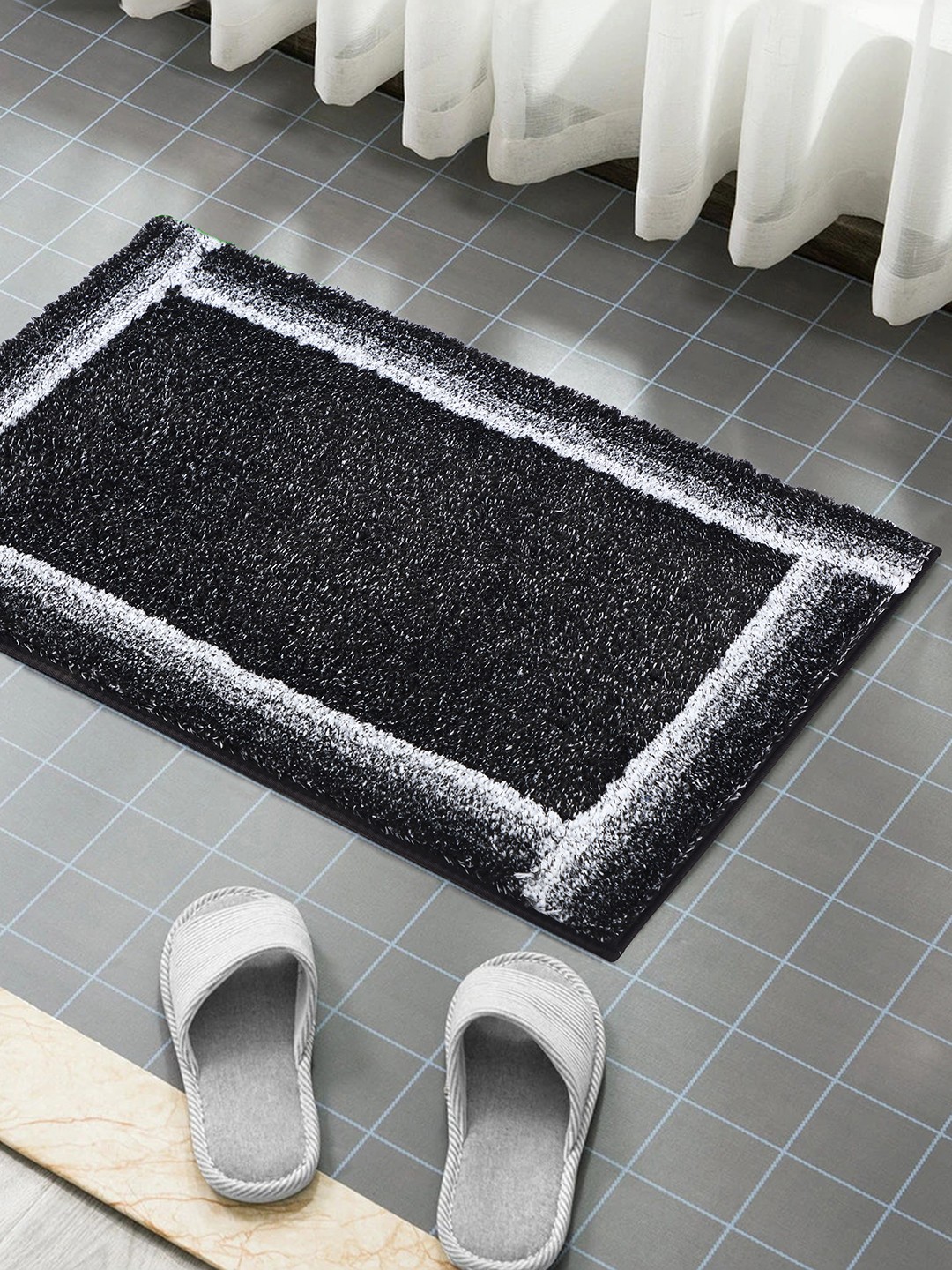 CloudStep (40x60cm) Black Anti-Slip Bath Mat with TPR Backing