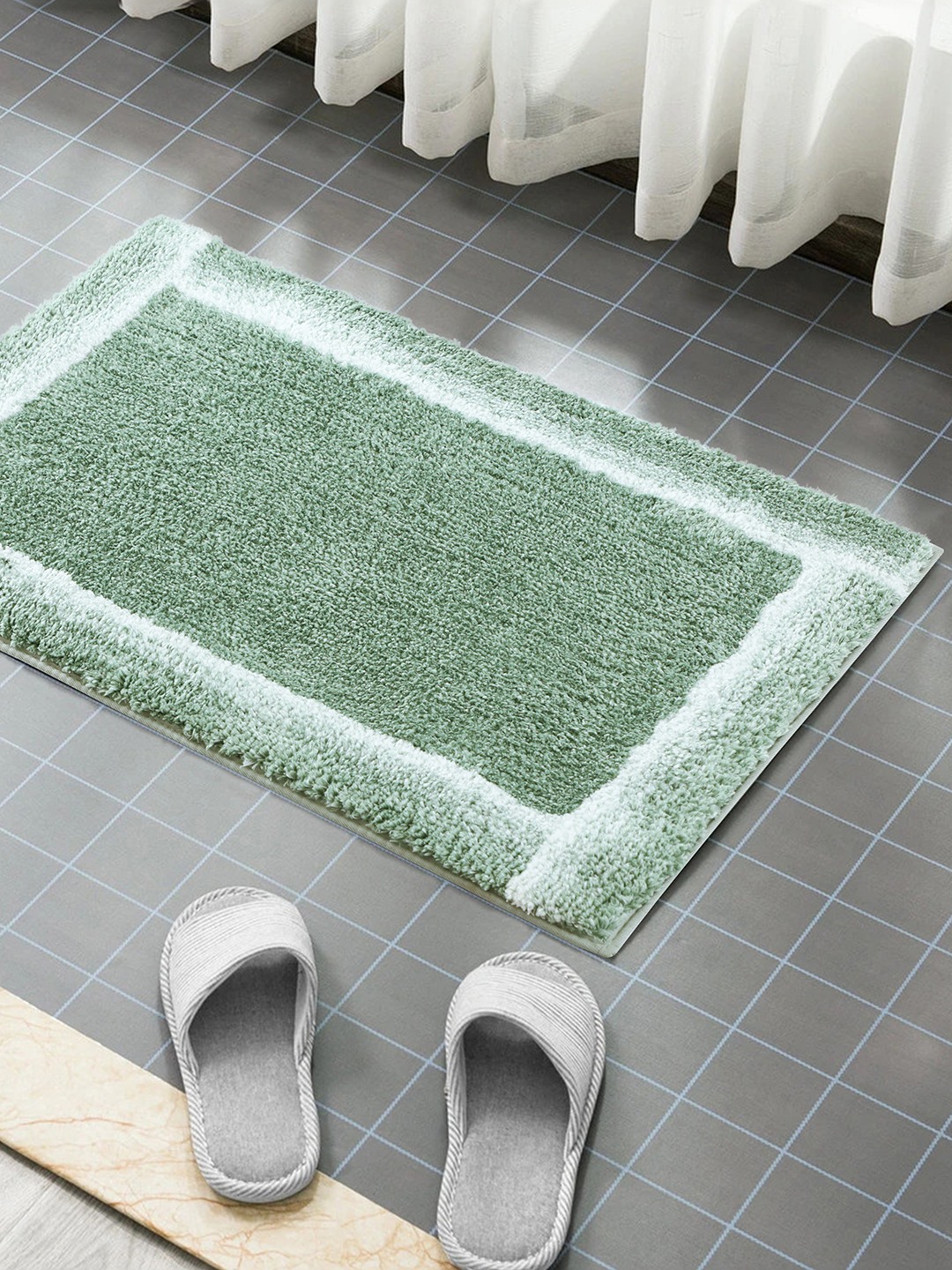 CloudStep (40x60cm) Green Anti-Slip Bath Mat with TPR Backing