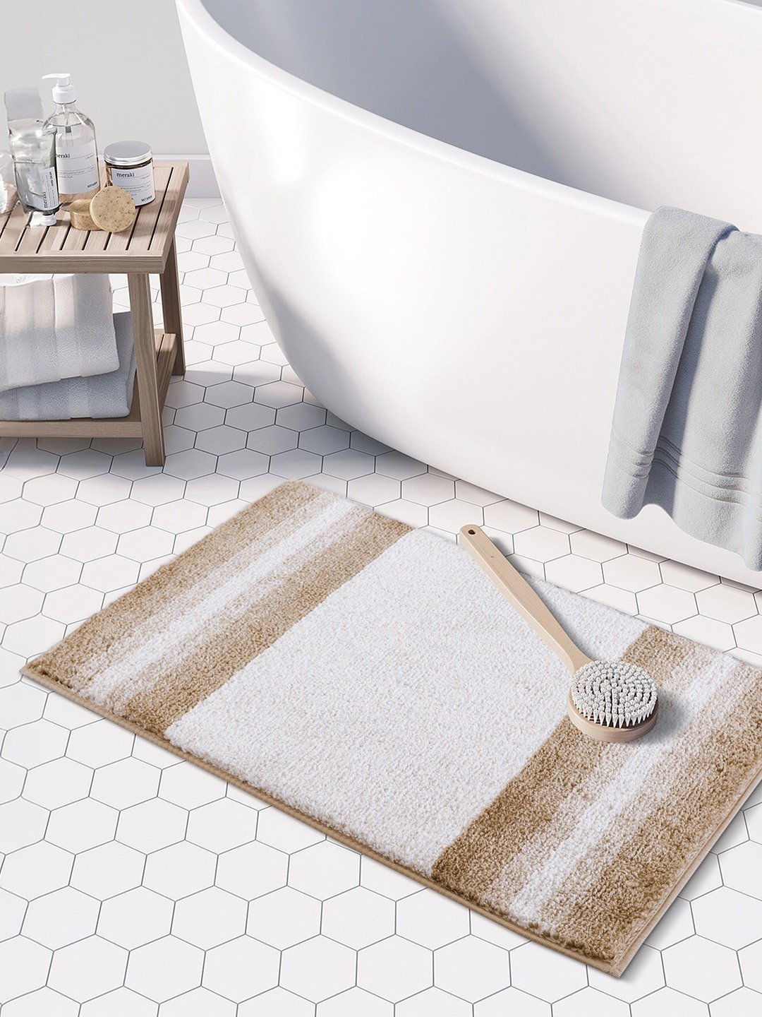 Luxe (40x60cm) Gold Anti-Slip Bath Mat with TPR Backing